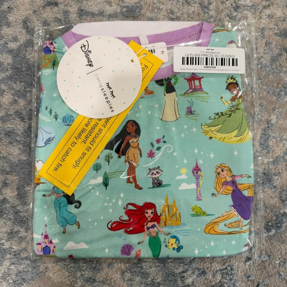 NEW NWT Little Sleepies Disney Princess Dreams Two Piece PJs 18-24 months 18m 24 - Picture 2 of 5